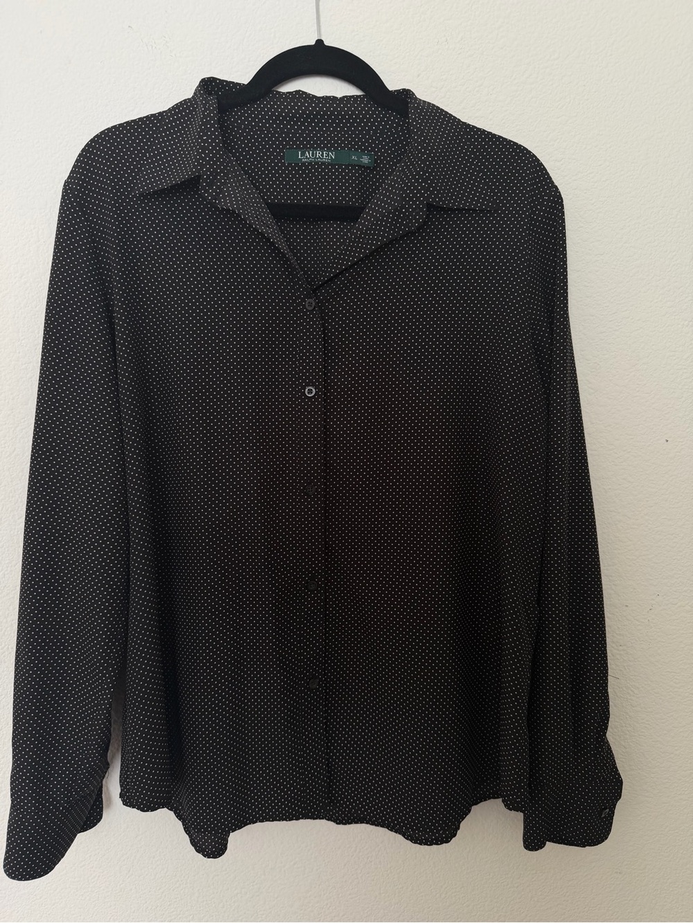 Ralph Lauren Black White Polka Dot button down top